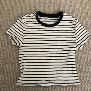Abercrombie & Fitch soft a&f essentials small navy white striped baby t